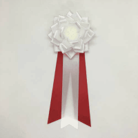 徽章リボン　中リボンバラ　白　１２個入