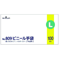 ８０９　ビニール手袋　１００枚　Ｌ　粉なし