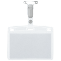 タッグ式名札パスケース（樹脂クリップ）　名刺型ヨコ　５０枚