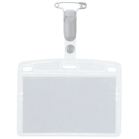 タッグ式名札チャック式（樹脂クリップ）　名刺型ヨコ　５０枚