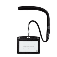 吊下名札レザー調　Ｎ－１２３Ｐ－ＢＫ　黒