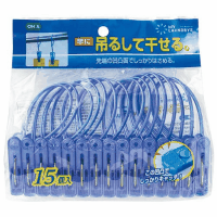 ひも付きピンチ　１５個入　ブルー