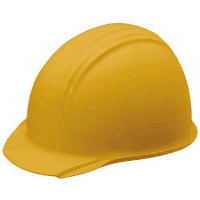ヘルメット　つば（雨溝）付　イエロー