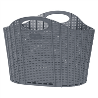 折りたためるランドリーバスケットラタン　グレー