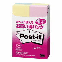 ポスト・イット　再生紙ふせん　５００ＲＰ－ＢＫ　混色