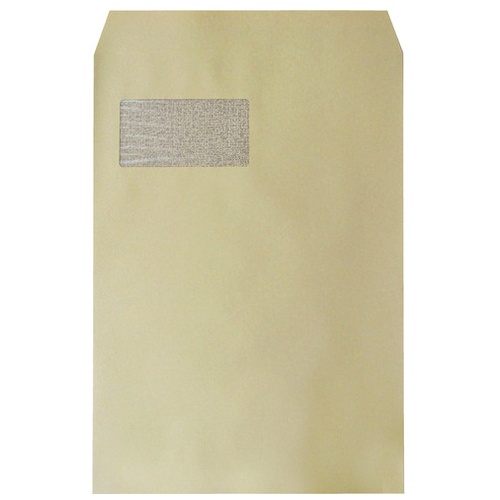 透けない窓付封筒　角２０　クラフト　１００枚テープ付