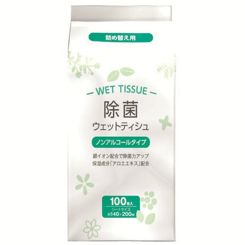 除菌ウェットティッシュ　ノンアルコール　詰替１００枚×３６Ｐ