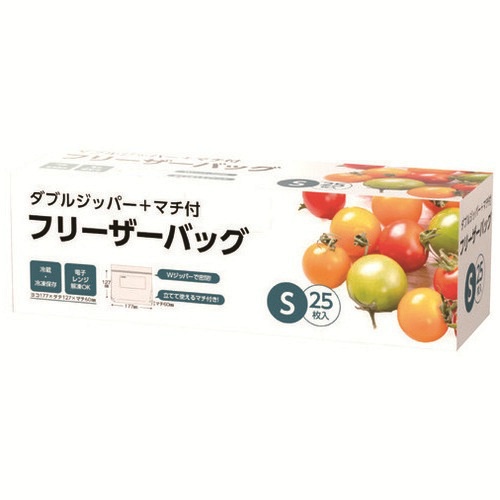 フリーザーバッグＷ　ジッパーマチ付き　Ｓサイズ　２５枚