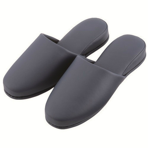 滑り止め付抗菌レザースリッパ　６０１１ＰＶＣ　ダークブルー