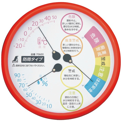 温湿度計　熱中症注意　丸型　防雨タイプ　Ｆ－３Ｌ　２