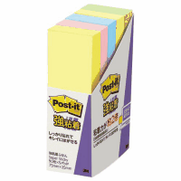 ポストイット強粘着　７５ｍｍ×２５ｍｍ　パステル４色　５個