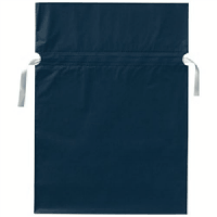 梨地リボン付き巾着袋　底マチ付　ネイビー　Ｌ