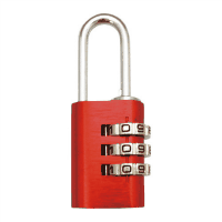 アルミのカギ　３段番号可変式錠　レッド