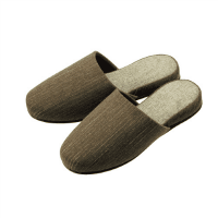 ステッチ柄ツートンスリッパ　ダークグリーン