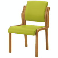 会議イスＷＦ－Ｃ５ＬＮ　グリーン肘無　木製