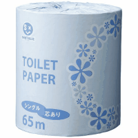 トイレットペーパー芯ありＮ１０３Ｊ　シングル６５ｍ×１００個　幅１１４ｍｍ