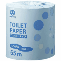 トイレットペーパー芯ありＮ１３７Ｊ　シングル６５ｍ×１００個　幅１０７ｍｍ