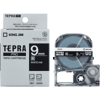 「テプラ」ＰＲＯテープ　９ｍｍ　ビビッド黒に白文字