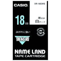 ネームランドテープ　強粘着テープ　１８ｍｍ　白に黒文字