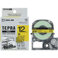 「テプラ」ＰＲＯテープ　はがせるラベル　１２ｍｍ黄に黒文字