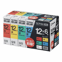 「テプラ」ＰＲＯテープ　１２ｍｍ　ＳＣ１２６Ｔ　混色６個