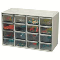 小物キャビネット　ライトグレー　４段×４列