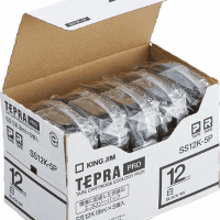 「テプラ」ＰＲＯテープ　１２ｍｍ　白に黒文字　５個