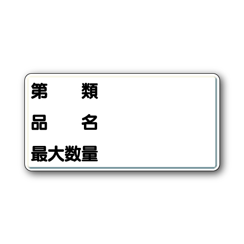 鉄板製危険物標識　ヨコ型　第類・品名・最大数量