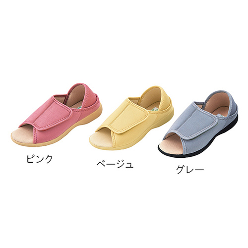かかとが踏めるルームシューズ　オープントゥ　桃Ｍ