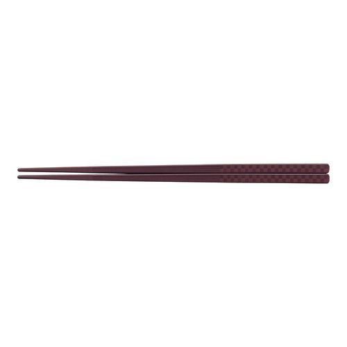 ＰＢＴチェック四角箸（１０膳入）　エンジ　２１ｃｍ