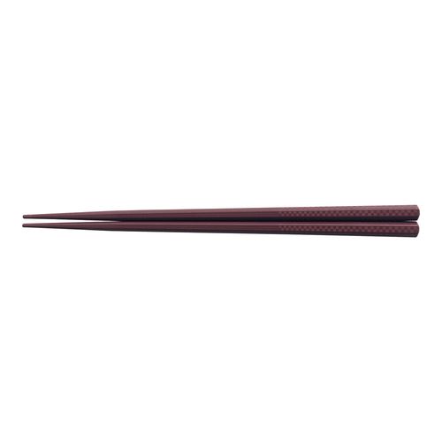 ＰＢＴチェック六角箸（１０膳入）　エンジ　２１ｃｍ