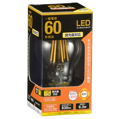 ＬＥＤ電球　Ａ型　６Ｗ　クリア　調光