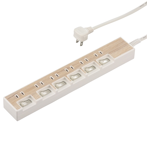 ６口１．５ｍ節電タップ木目Ｗ