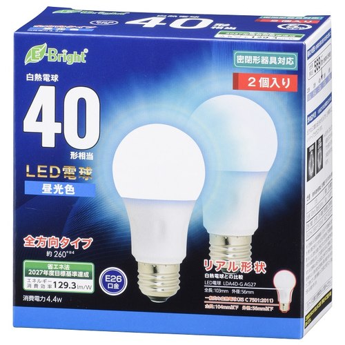 ＬＥＤ電球　Ａ　Ｅ２６　４Ｗ　昼光色