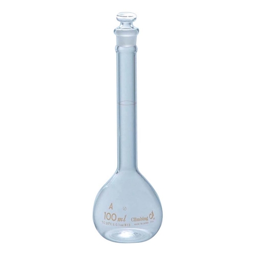 メスフラスコ　（ガラス栓付）　透明　１００ｍＬ
