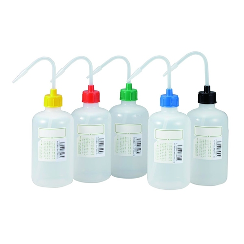 カラーキャップ洗浄瓶（細口）　ブルー　５００ｍＬ