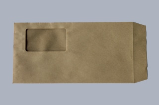 長3 窓付 中貼 クラフトCoC 85 〒枠ナシ A40 再生プラスチックフィルム窓