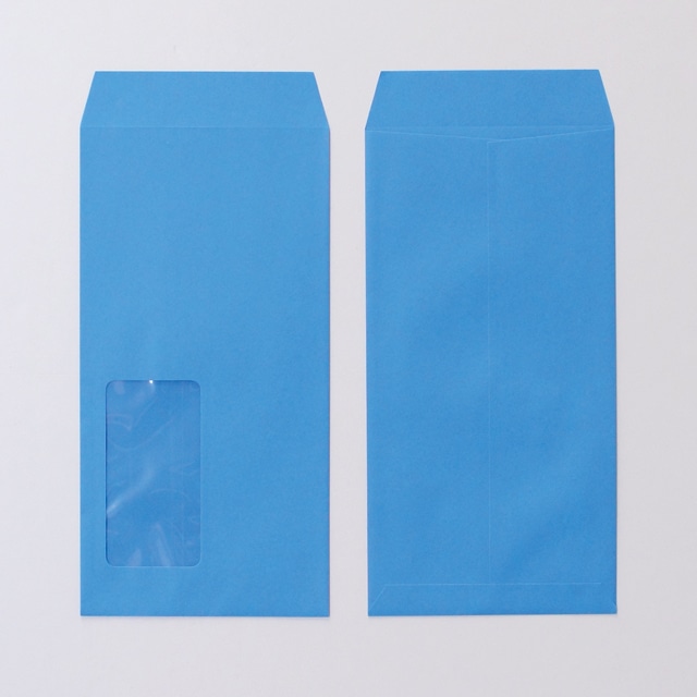 長3 窓付 中貼 Kブルー 85 〒枠ナシ A645 再生プラスチックフィルム窓