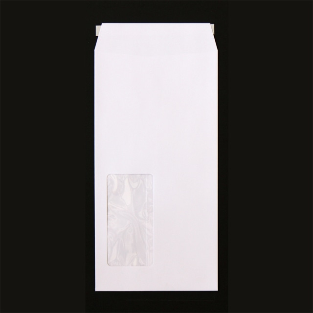 長3 窓付 中貼　BSケントCoC　100 スラット 〒枠ナシ A923S 再生プラスチックフィルム窓