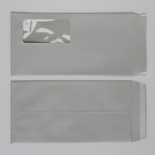 長3 窓付 中貼 ECグレイ 80 スラット 〒枠ナシ A724 再生プラスチックフィルム窓