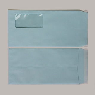 長3 窓付 中貼 ECブルー 80 スラット 〒枠ナシ A725 再生プラスチックフィルム窓