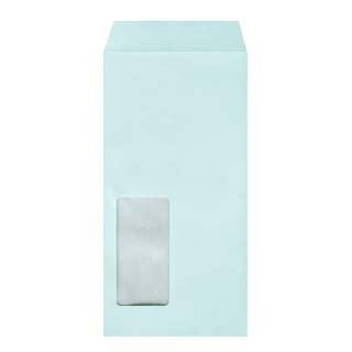 長3 窓付 中貼 ミエナイブルー 80 〒枠ナシ A855 再生プラスチックフィルム窓