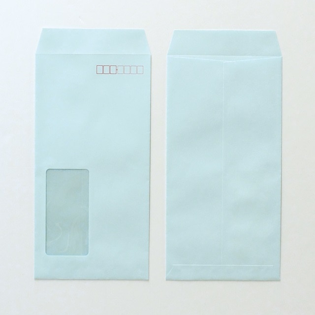 長3 窓付 中貼 ECブルー 80 〒枠入 A725W 再生プラスチックフィルム窓