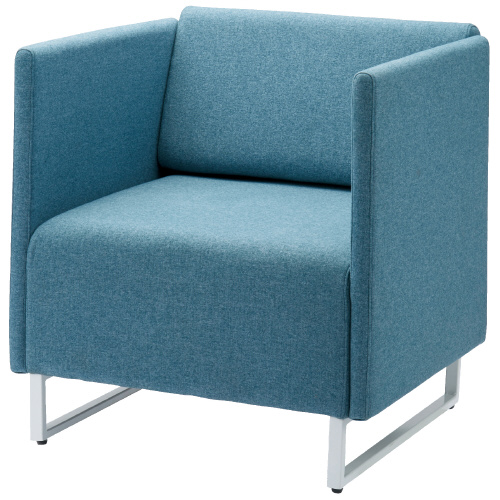 応接チェア LDP-W BL 背・両肘付 ブルー