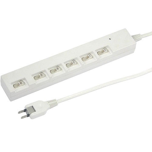 横差し個別スイッチ付節電タップ６個口２ｍ