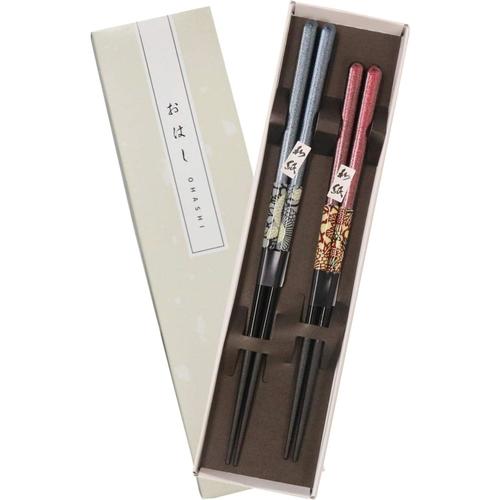 高級夫婦塗箸　トムソン和紙唐菊　２膳組