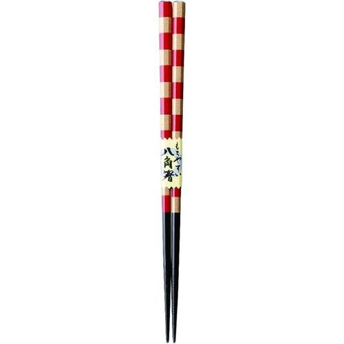 食洗箸　八角金格子　赤　２セット