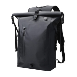 防水リュック　バックパック　ロールトップ　ブラック