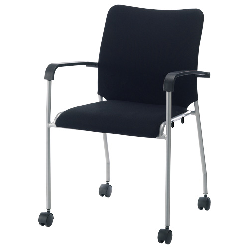 会議イスGK-A30R BKブラック肘付キャスタ脚