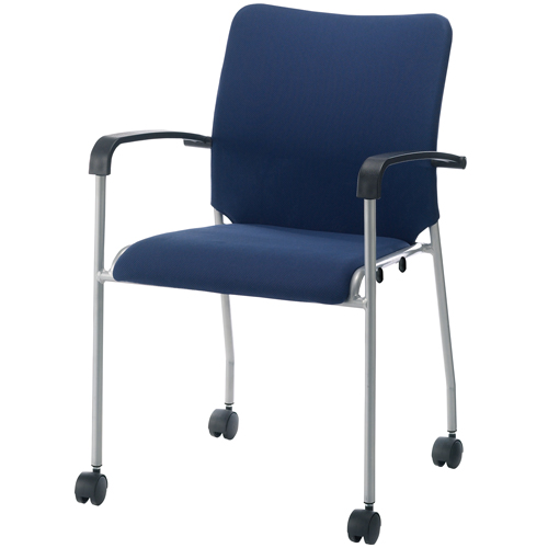 会議イスGK-A30R NVネイビー肘付キャスタ脚
